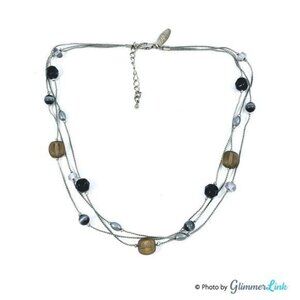 NY & Co Black & Gray Triple Strand Beaded Necklace